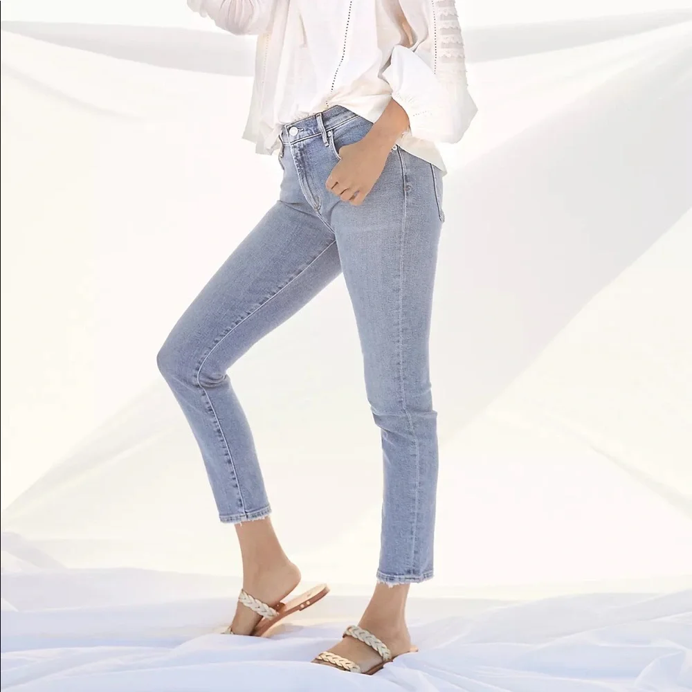 AGOLDE Toni Straight Jeans Medium Blue Size 31 NWT - Picture 1 of 6